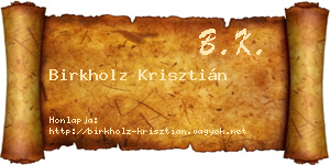Birkholz Krisztián névjegykártya